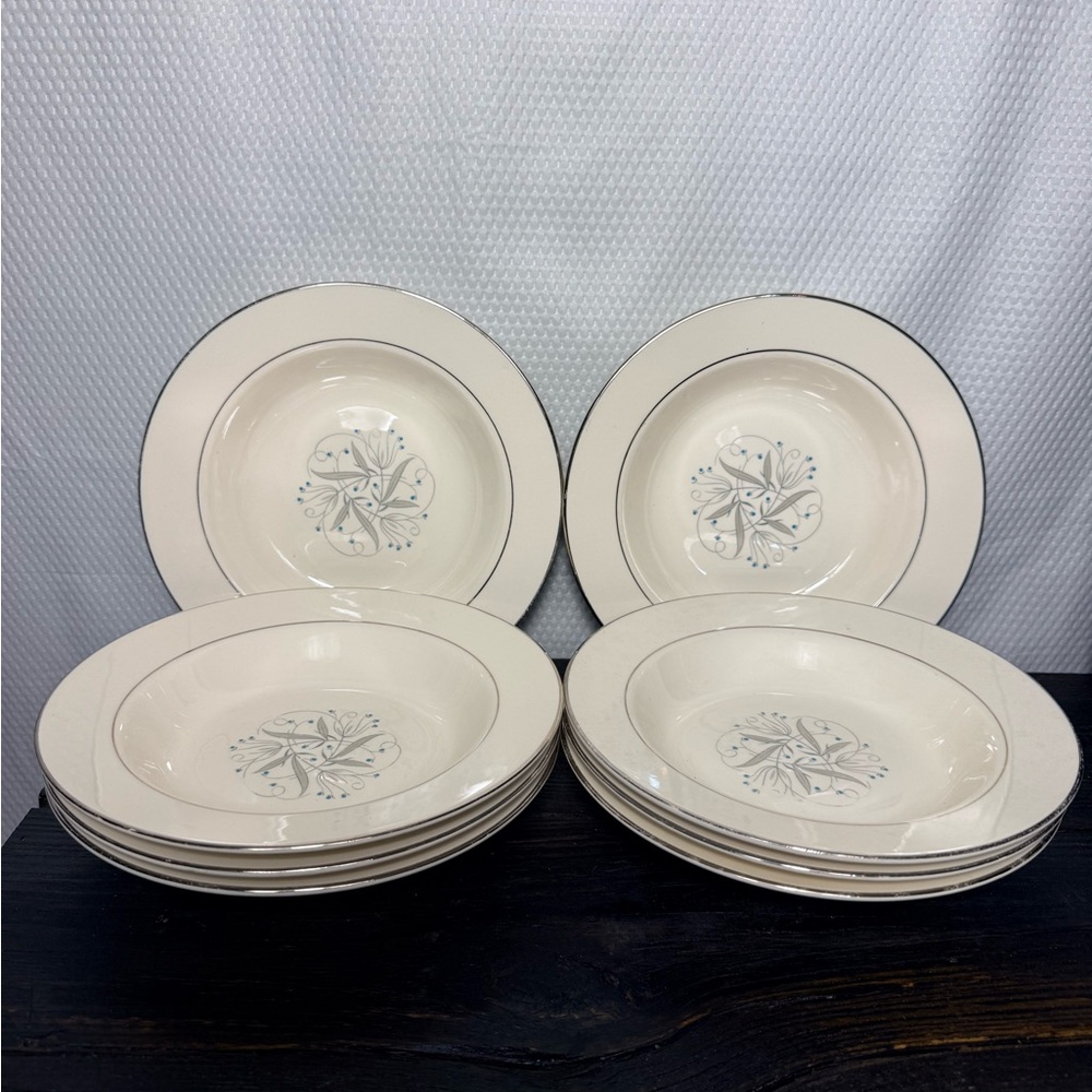 Vintage Homer Laughlin Celeste Floral Soup Bowls - Set of 8